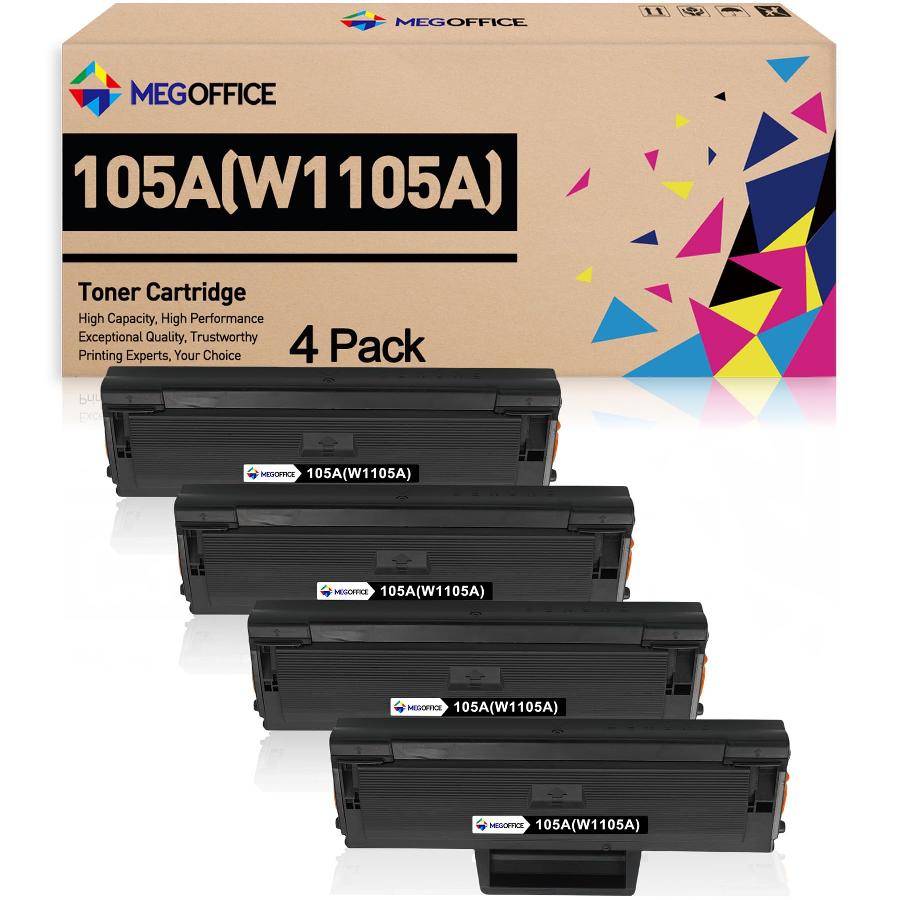MEGOFFICE Compatible Toner Cartridge Replacement for HP 105A 105 W1105A 1105A Black Toner Cartridge for MFP 135a 135w 37fnw 107a 107w Printer (4-Pack,