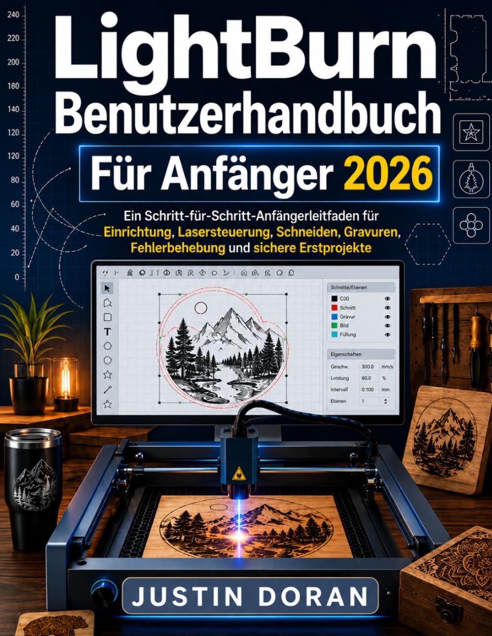 Lightburn Benutzerhandbuch Für Anfänger 2026: Ein Schritt-für-Schritt-Anfängerleitfaden für Einrichtung, Lasersteuerung, Schneiden, Gravuren, Fehlerbehebung und sichere Erstprojekte