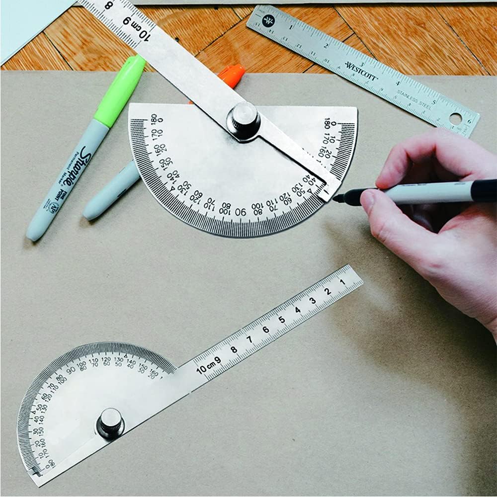 Stainless Steel Angle Protractor, Angle Protractor 0-180 Degrees Woodworking Ruler, Angle Finder Ruler Angle Measure Tool Craftsman Measure Tool (10cm/ 3.95inch - View #3