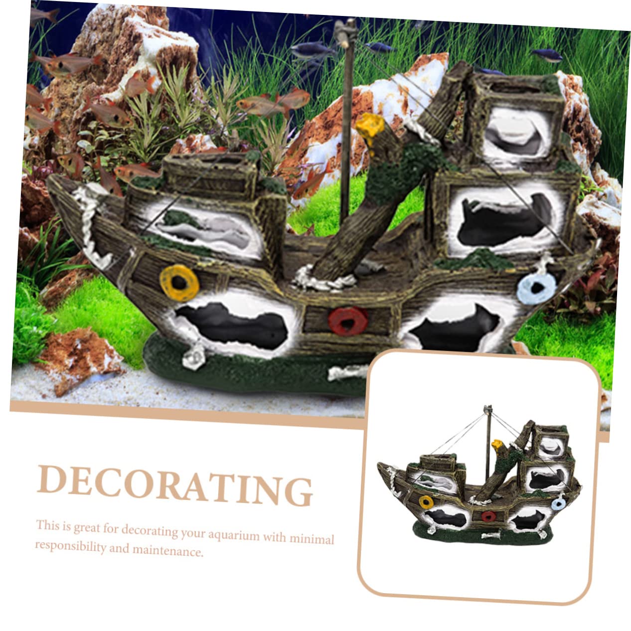 VANZACK Ornement De Paysage Aquarium Modèle De Pirate pour Décoration De Réservoirs Aquatiques Accessoire Créatif pour Poissons Betta Et Crevettes