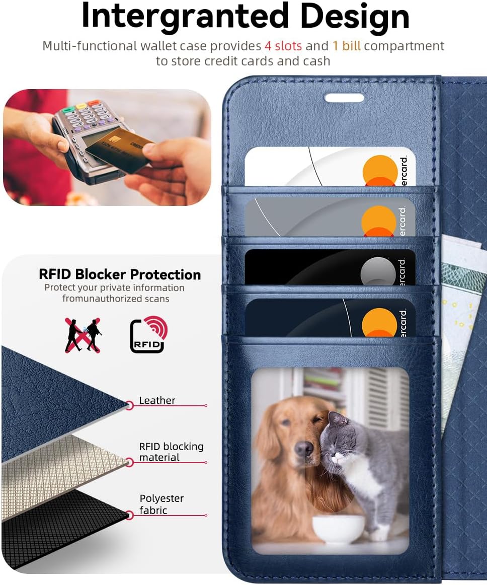 OCASE Compatible with Galaxy S25 Plus Wallet Case, PU Leather Flip Folio Case with Card Holders RFID Blocking Kickstand [Shockproof TPU Inner Shell] Protective Phone Cover 6.7 Inch 2025, Blue