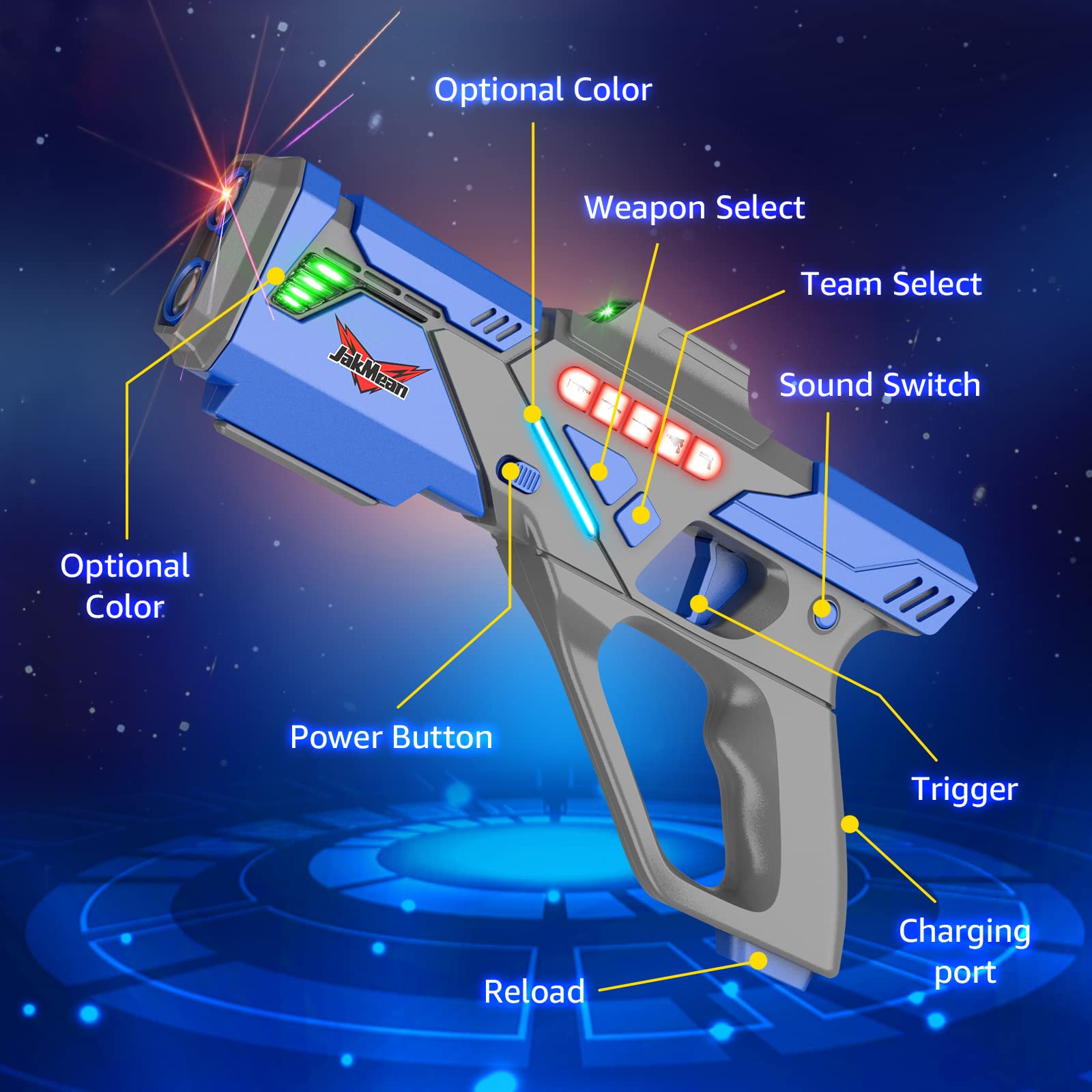 Laser Tag Guns Set of 4, Rechargeable Laser Tag Set Laser Gun Multi Function Lazer Tag Game Toy for Multi Player Teenager Kids and Adults Home or Backyard & Outdoor Game for Boys Girls, Age 8+