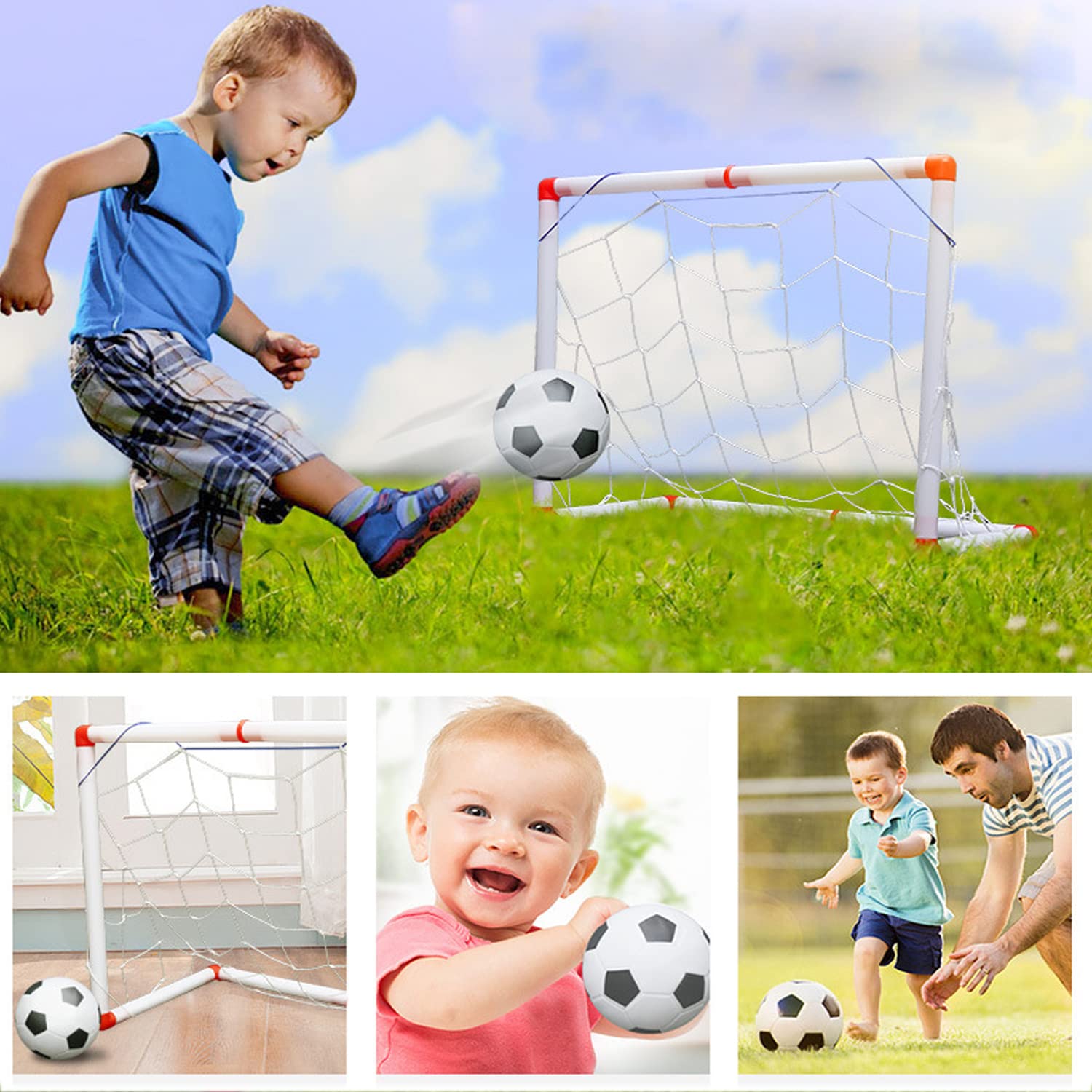 KASTWAVE Football goal,Soccer Goals,Plastic Folding Mini Football, Soccer ball Goal Post Net Set