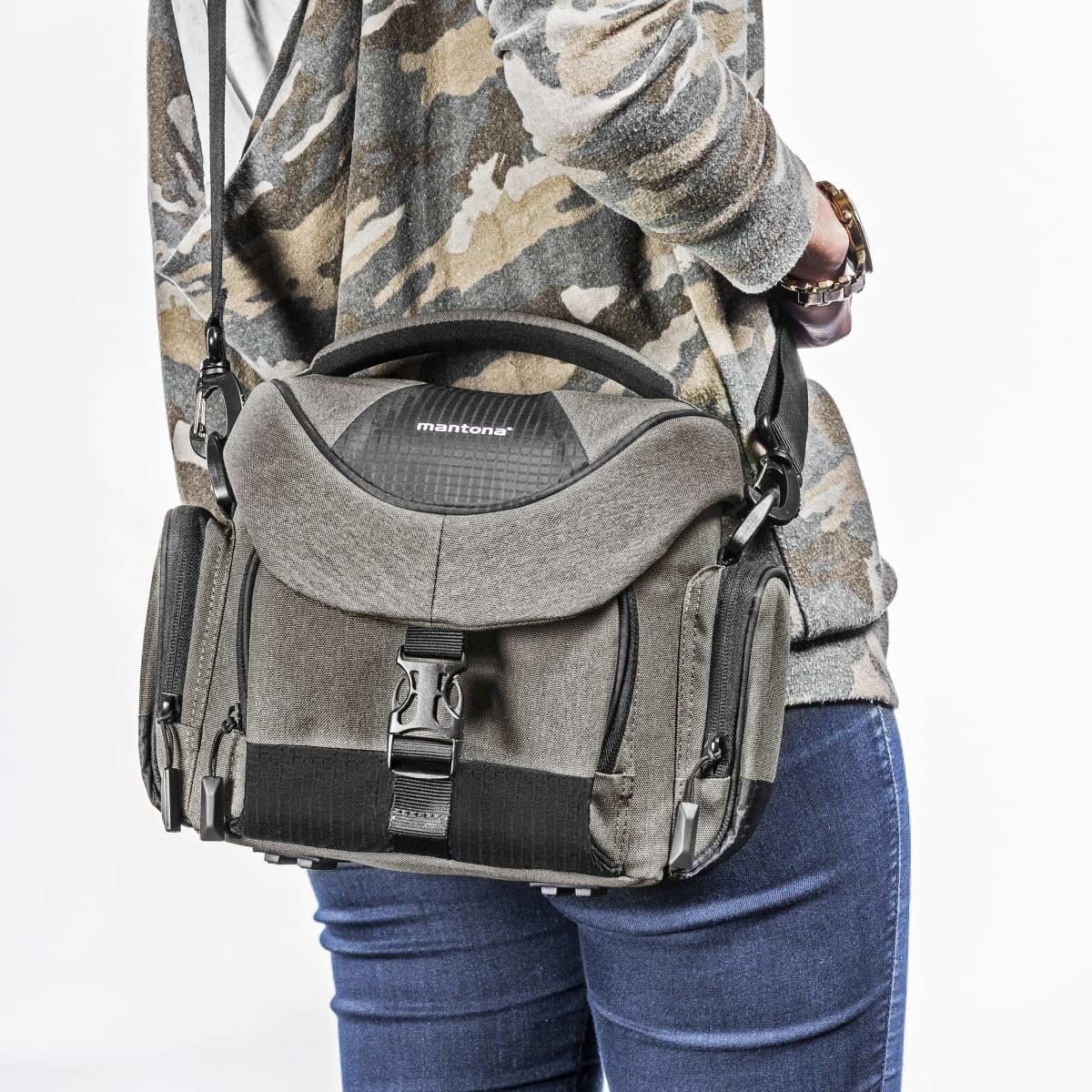 Mantona Premium Sac à Dos pour Appareil Photo, rembourré, pour Appareil Photo DSLR et Accessoires, Appareil Photo Hybride, Appareil Photo DSLM, Objectif supplémentaire, avec Poches supplémentaires