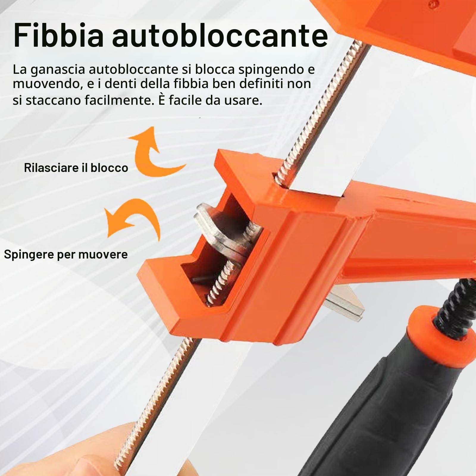 Morsetti a Vite Set da 4 Pezzi, Apertura 450 mm Forza di Serraggio 250 kg Acciaio Dentato Profondità Ganasce 80 mm Morsetti per Legno Fissaggio Preciso