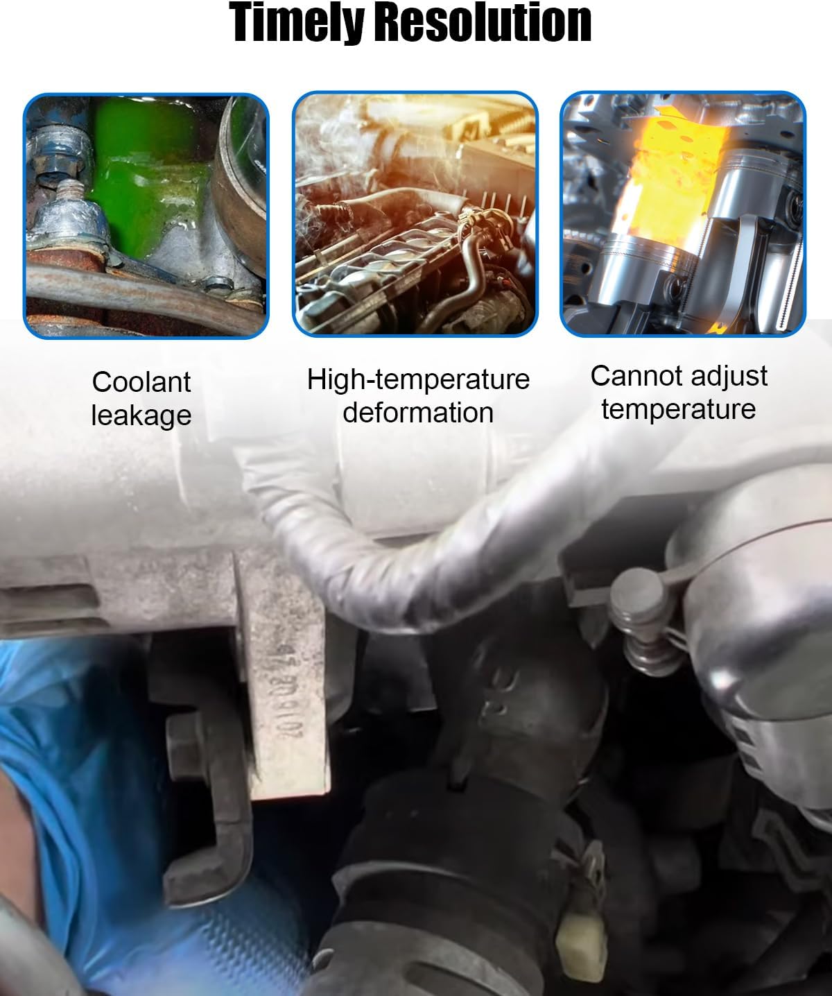 Engine Coolant Thermostat Housing Assembly Fit for Kia Forte 2.0L Forte5 2.0L L4 2017-2018, Replace ‎25500-2E080