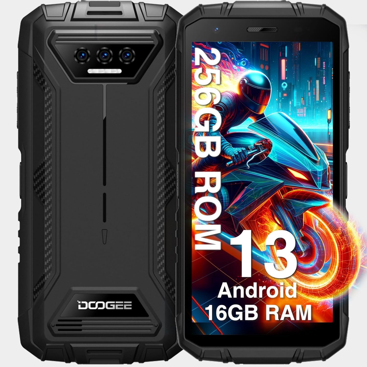 DOOGEE S41 MAX (2024) Rugged Smartphone Android 13 Smartphone Rugged 16GB+256GB /1TB, Batteria 6300mAh, 5,5''HD+ Telefono Indistruttibile, Fotocamera 13MP+8MP, IP68/69K/Dual SIM/NFC/OTG/GPS Nero