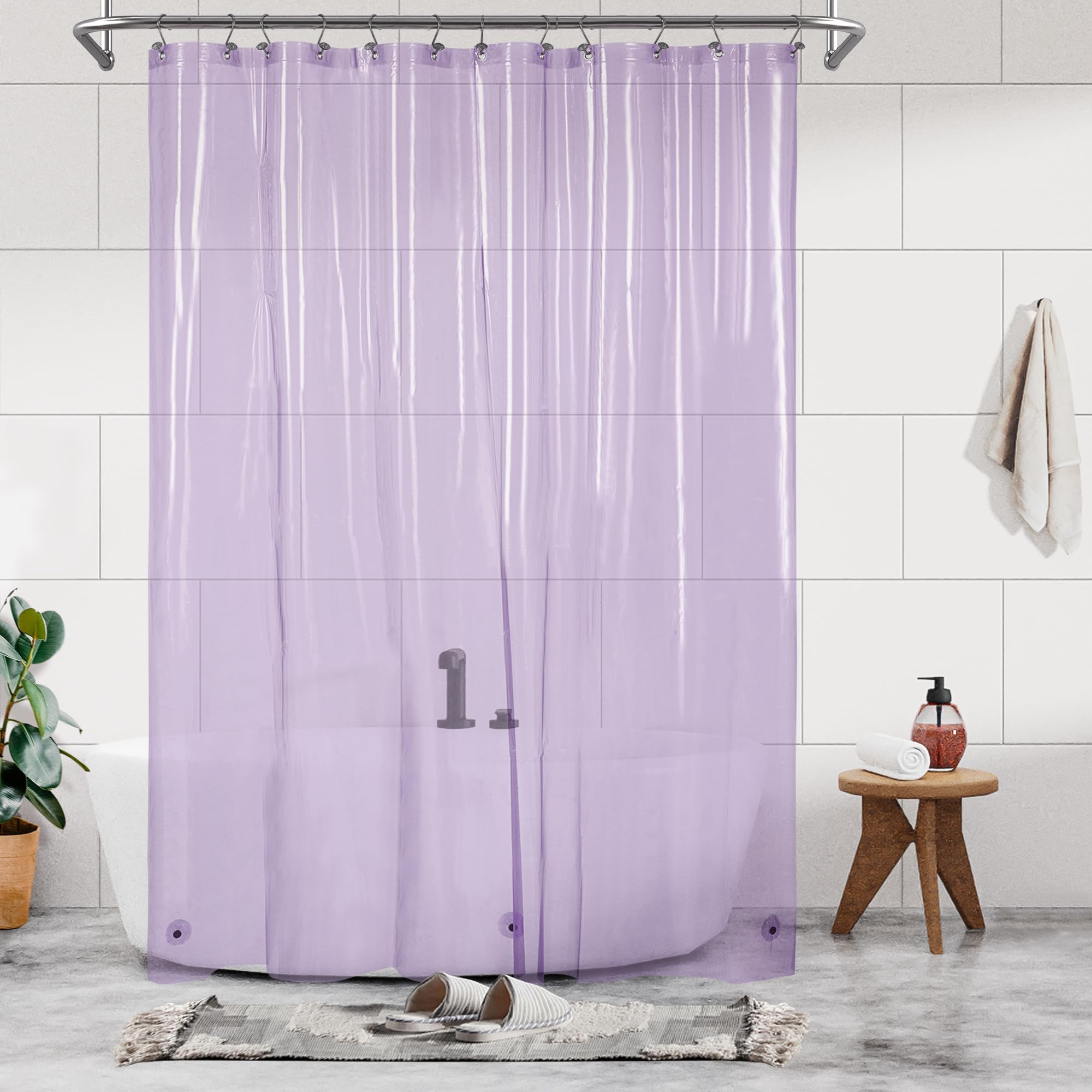 Barossa Design Extra Long Shower Curtain Liner, Clear Lavender, 72x84
