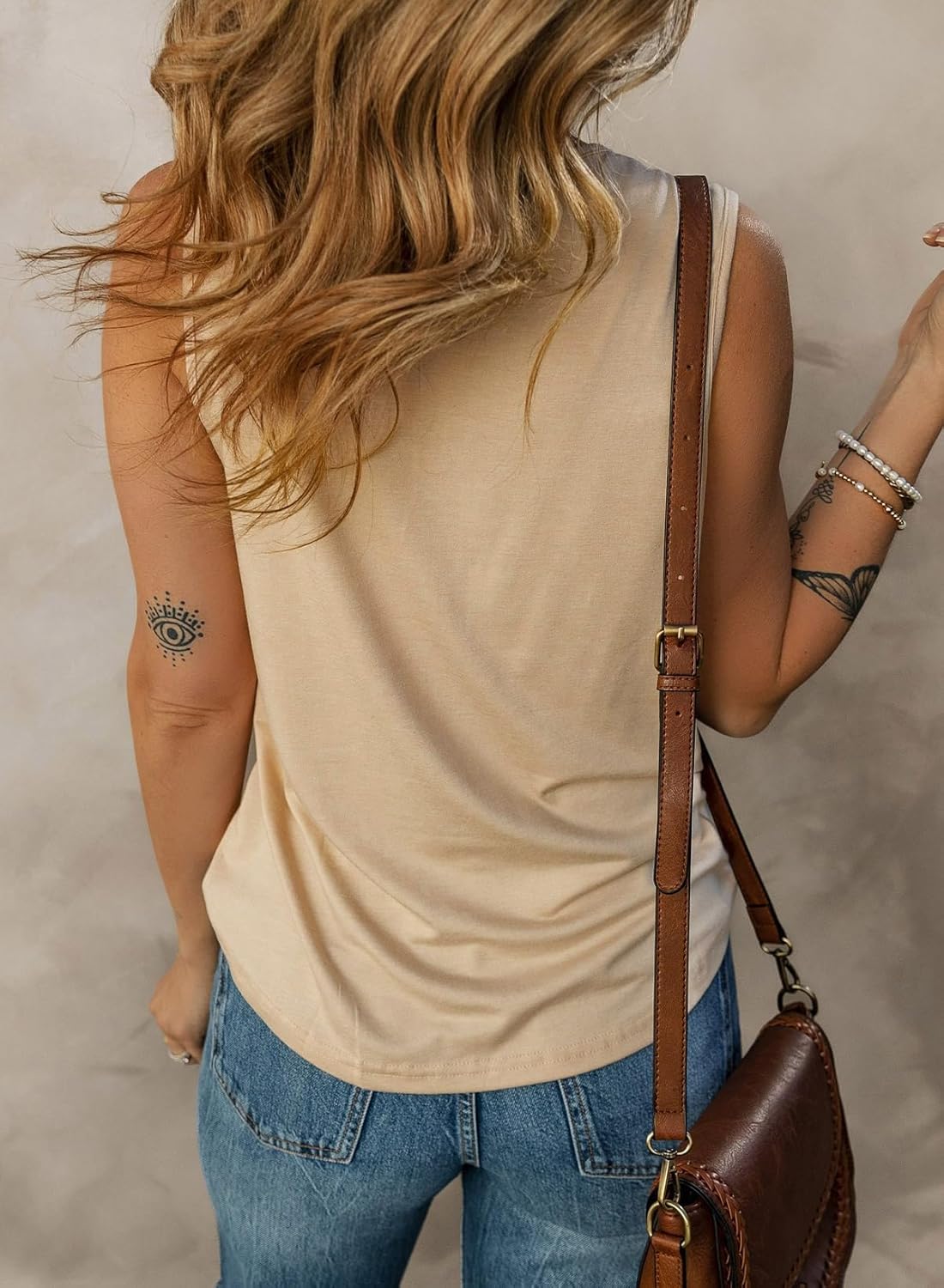 Dokotoo Tank Top for Women Round Neck Pleated Long Flowy Womens Tank Tops Loose Fit Summer Tops Cute Basic 2025 - Image 3