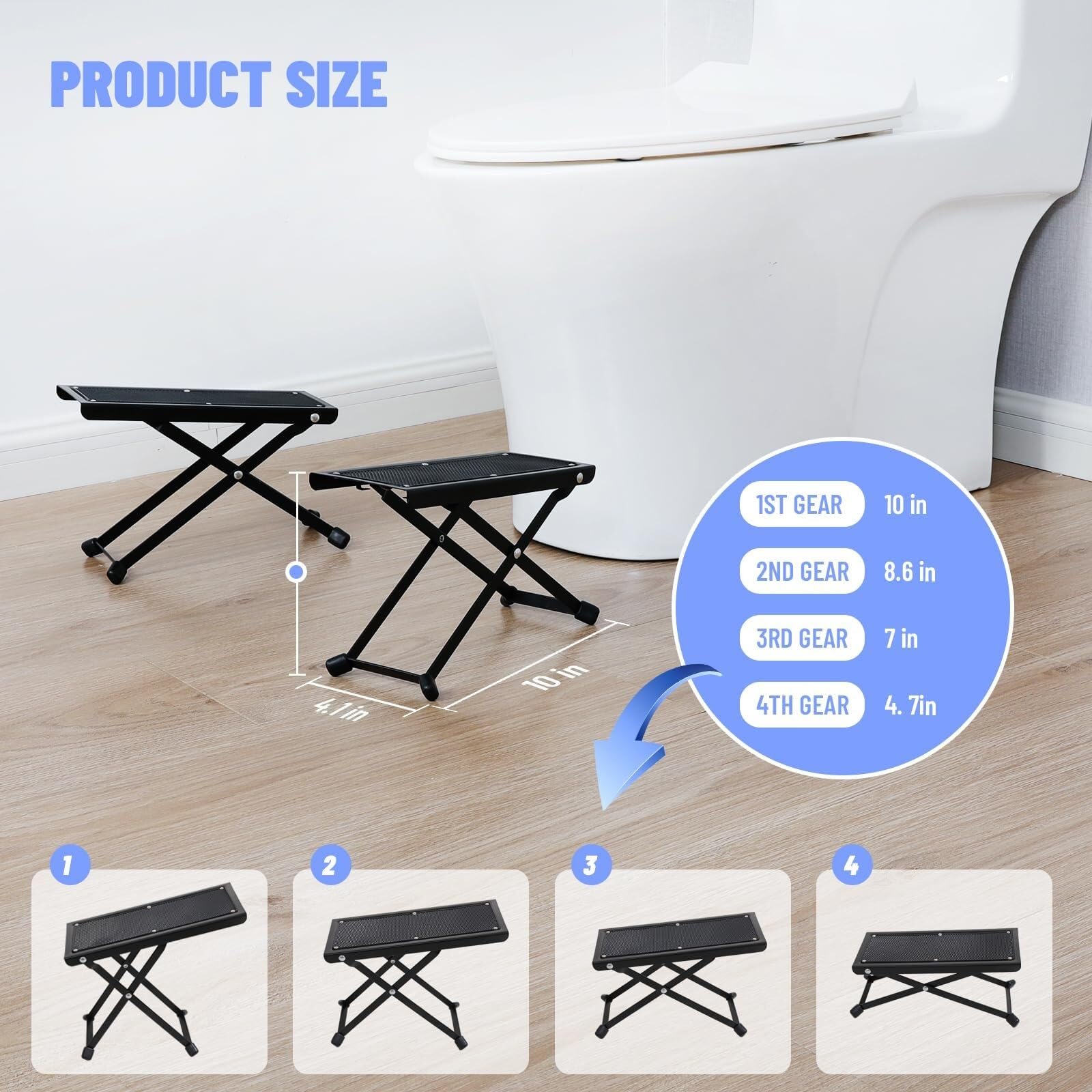 Generisch Klappbarer Toilettenhocker – tragbarer Reise-Kothocker for die Toilette, 17,8 cm und 22,9 cm höhenverstellbar, verbessert die Körperhaltung und den Komfort im Badezimmer