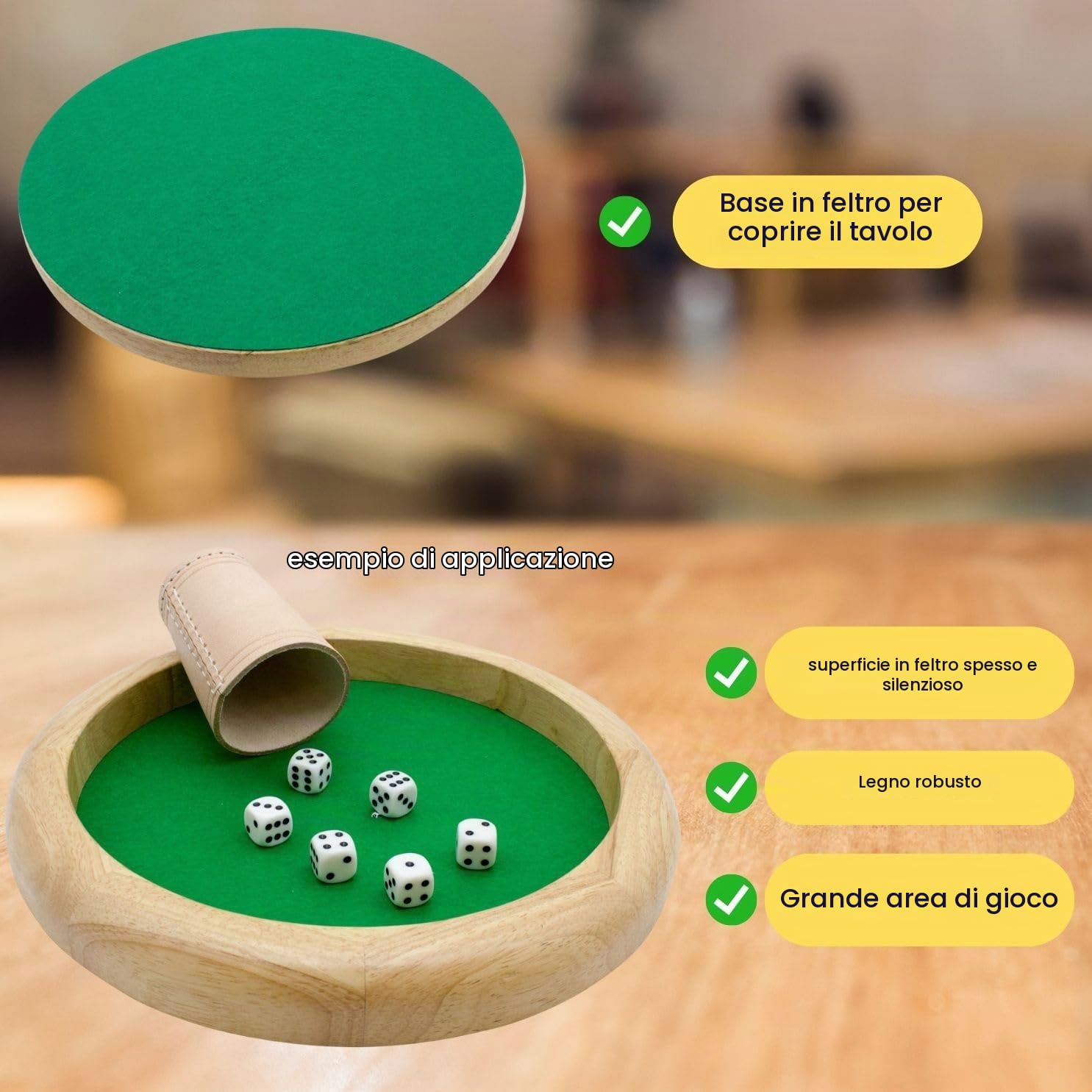 GICO Tavola per dadi grande in legno, diametro 30 cm, altezza 3,5 cm, 7955
