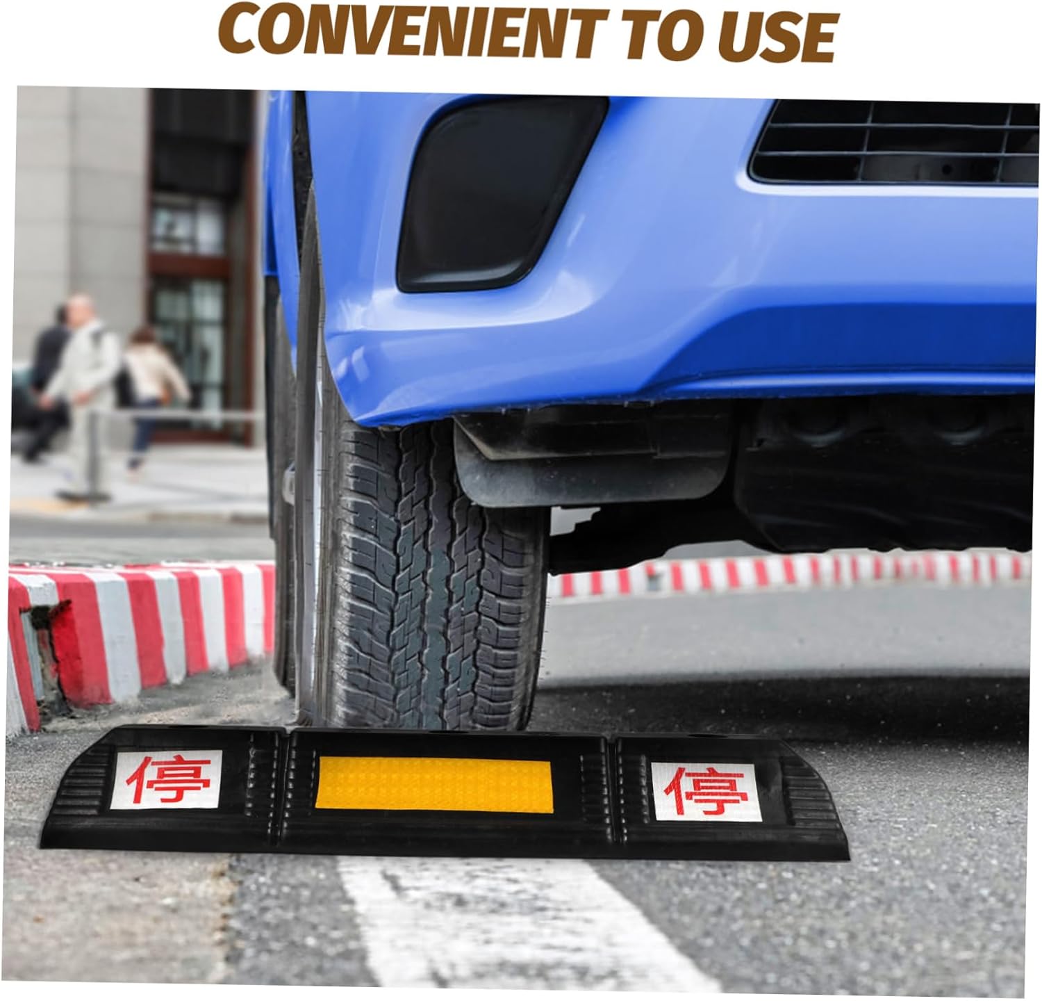 ABOOFAN Heavy Duty Rubber Parking Stopper Durable Driveway Blocker Anti-Slip Texture for Garage Use Double-Stop Design for Vehicle Safety Easy Installation for