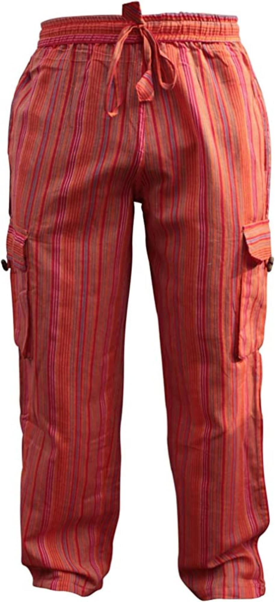 Mens Light Weight Stripe Hippy Combat Trouser