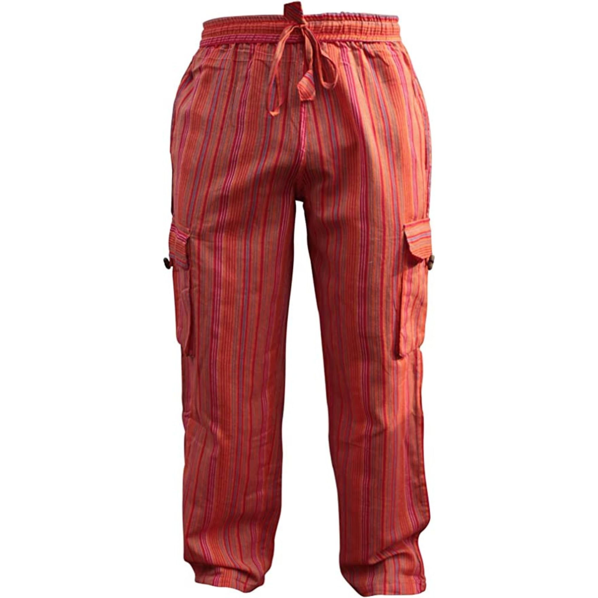 Mens Light Weight Stripe Hippy Combat Trouser