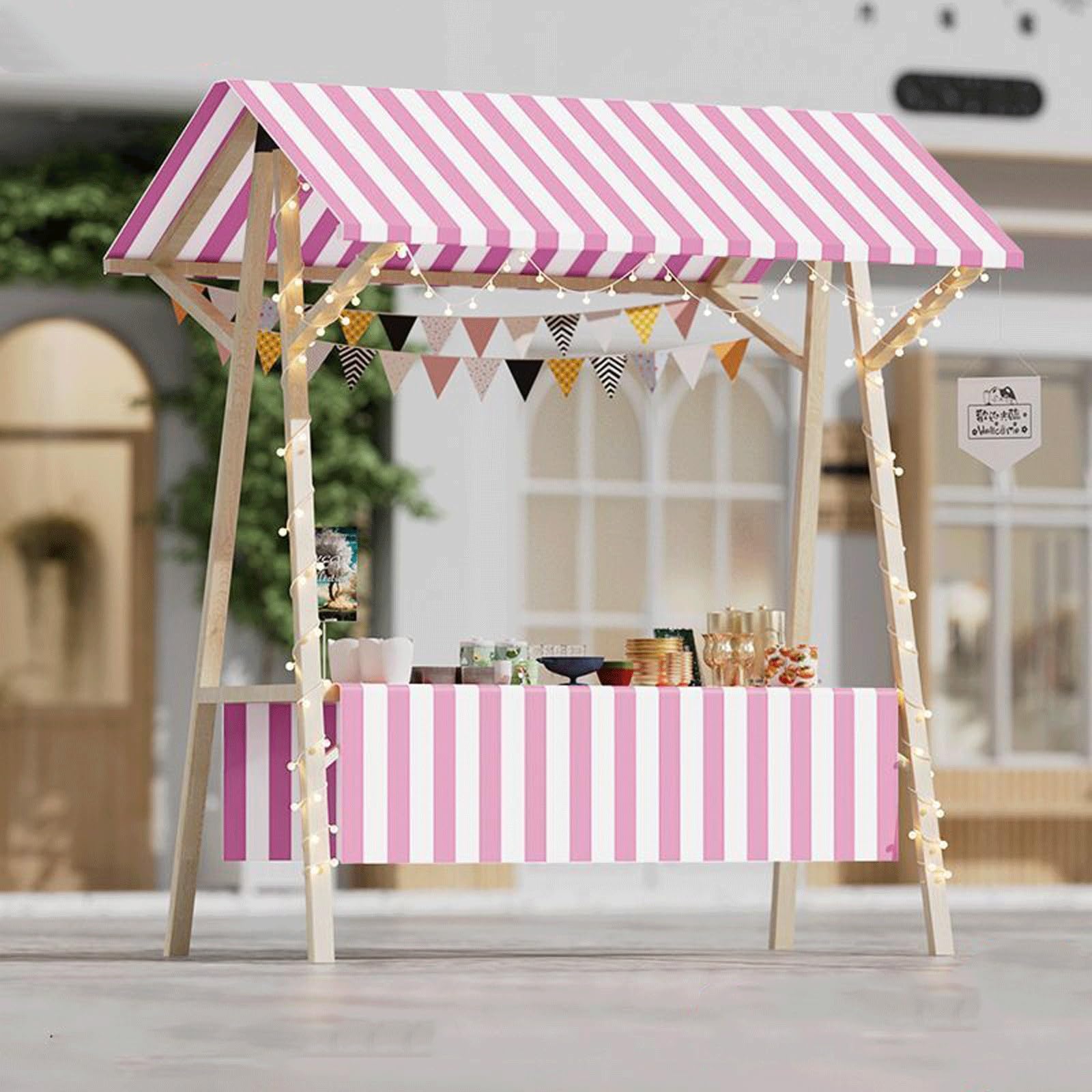 LJYKBFL Foldable Food Cart on Wheels, Lightweight Vendor Stall for Street Markets, Farmers Markets, and Craft Shows, Portable Display Stand for Outdoor Vendors