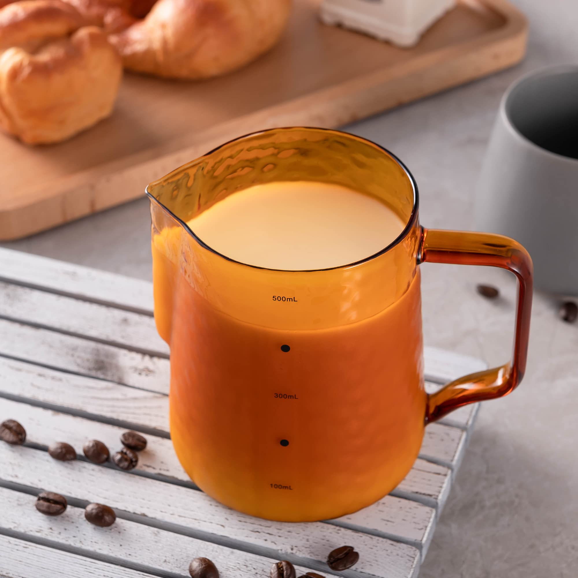 Buy Milk Jug High Borosilicate Glass Milk Frother Jug with Measurement