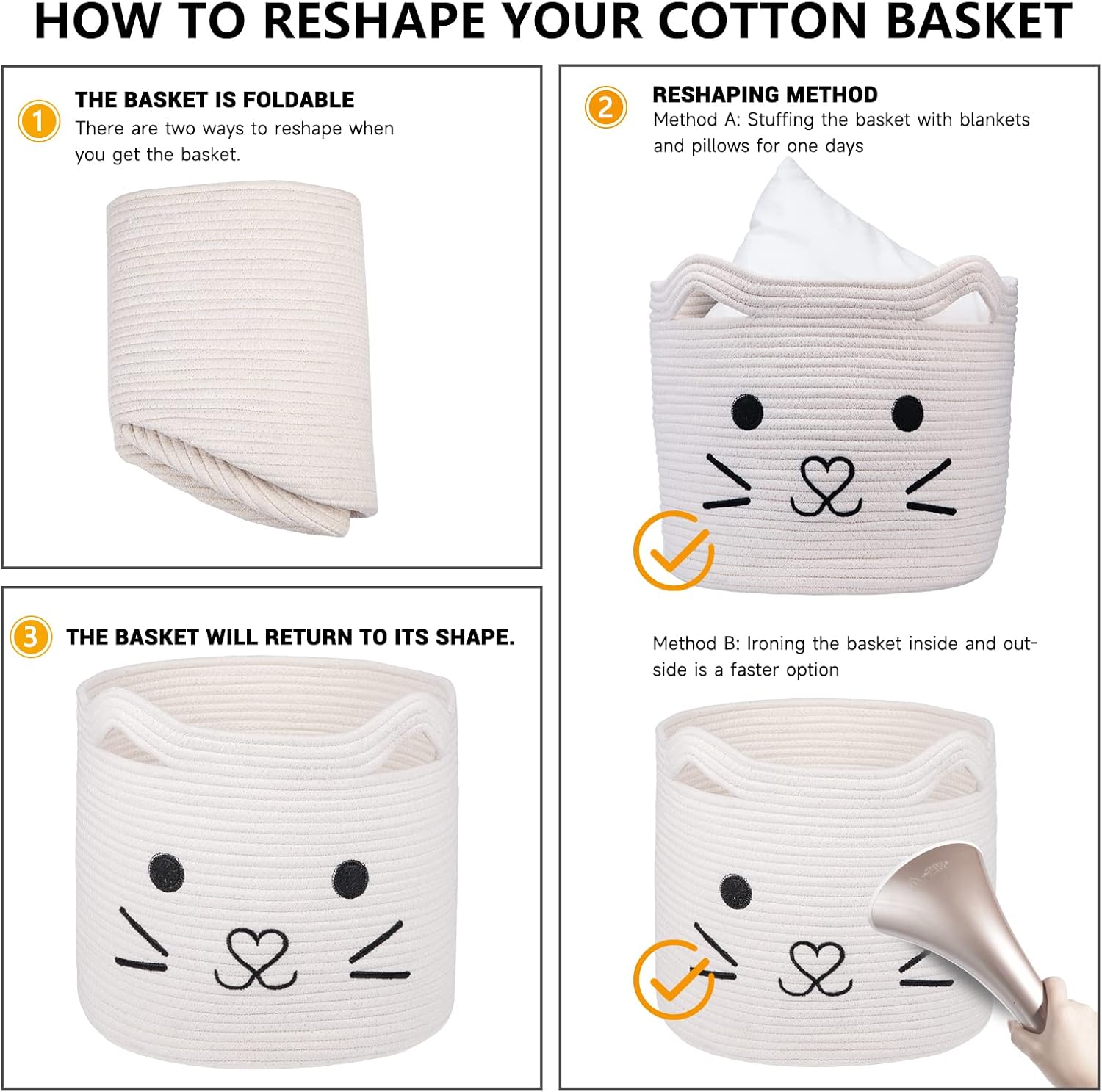 AXHOP Storage Basket Storage Box, 33×33 Toy Storage Washing Basket for