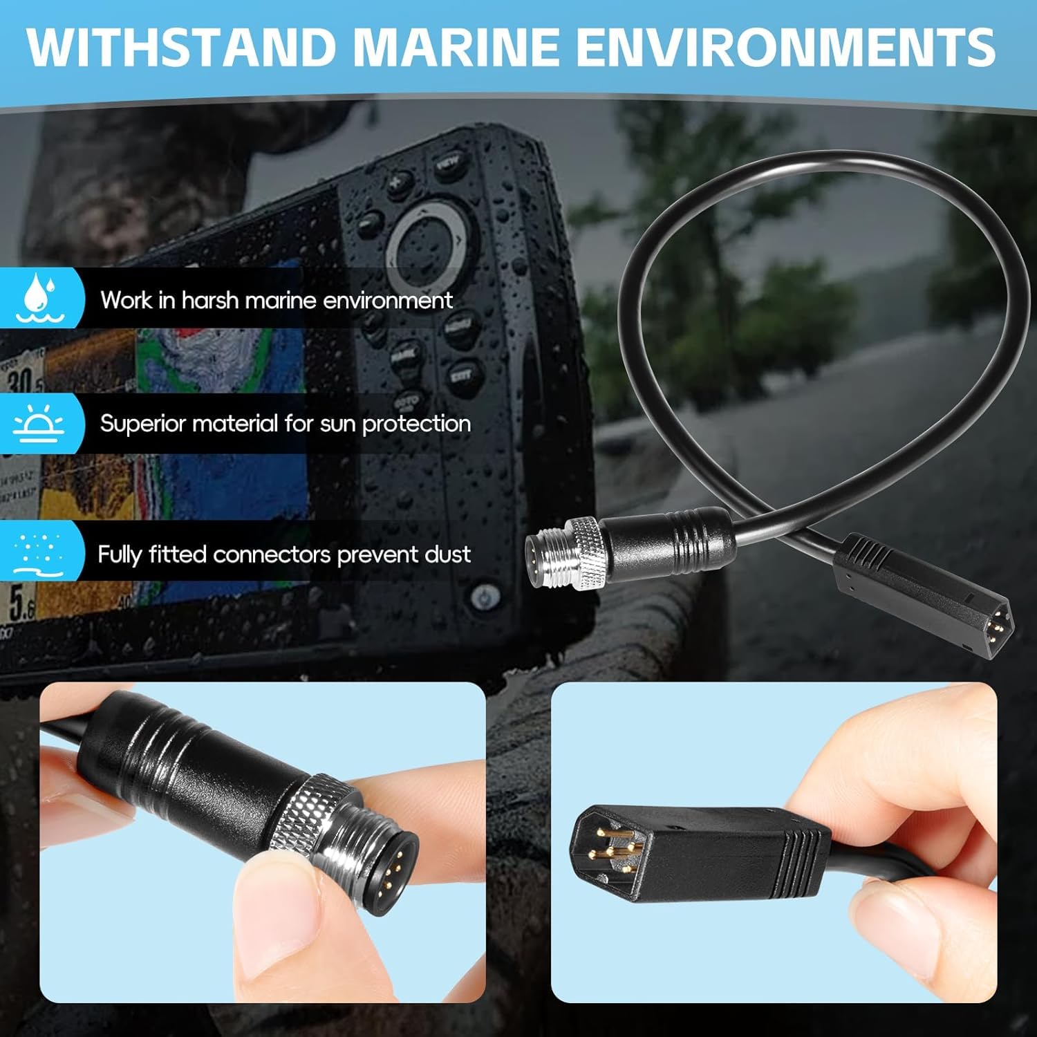 720074-12 (720074-1) AS EC QDE Cavo adattatore Ethernet per Fishfinder Humminbird – Cavo di rete robusto per HELIX 7-15 & SOLIX G2N/G3N/G4N, i-Pilot Link, One-Boat Network e Mega Live Imaging (wasse