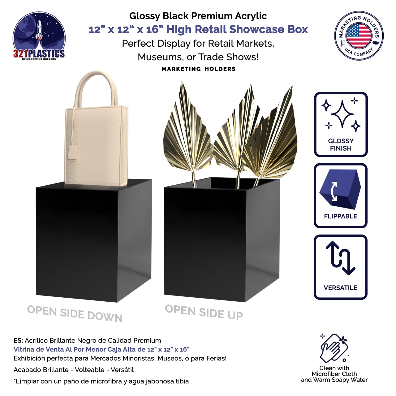 Amazon.com: Marketing Holders Black Pedestal Stand Tall Box 12