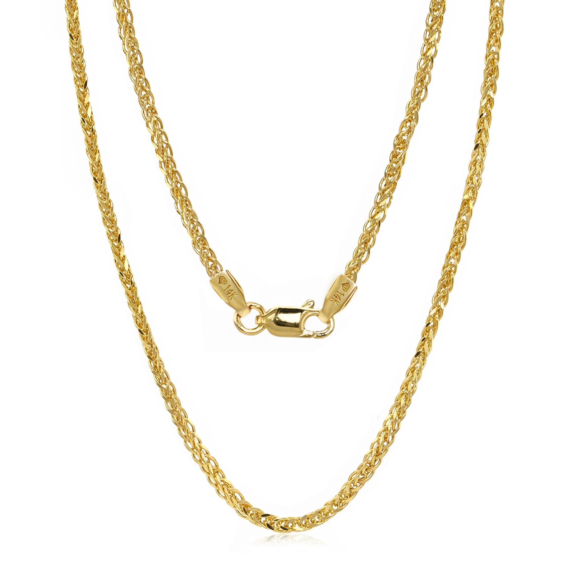 JEWELHEART 14K Gold Square Wheat Chain