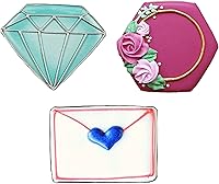 Vista 2 de Juego de 3 piezas de cortadores de galletas con formas geométricas, fabricado en los Estados Unidos por Ann Clark, rectángulo, hexagonal, gema