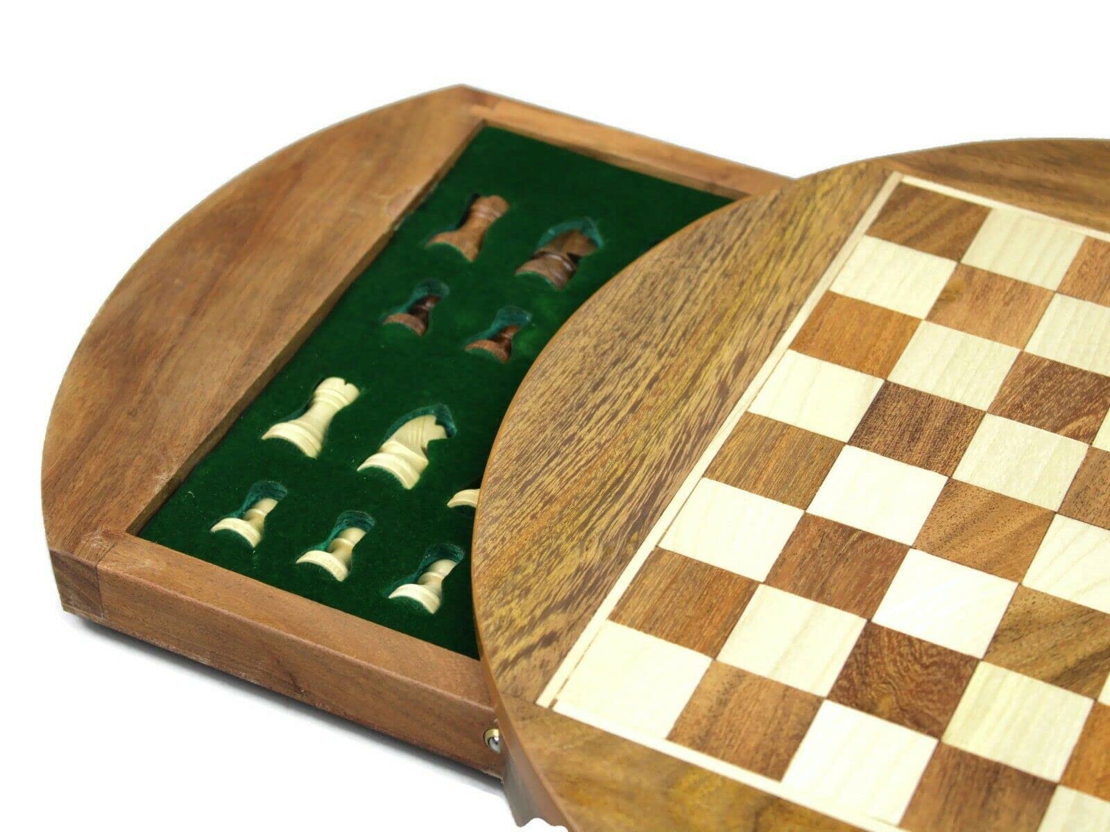 Jeu d'échecs rond en bois massif 30,5 cm