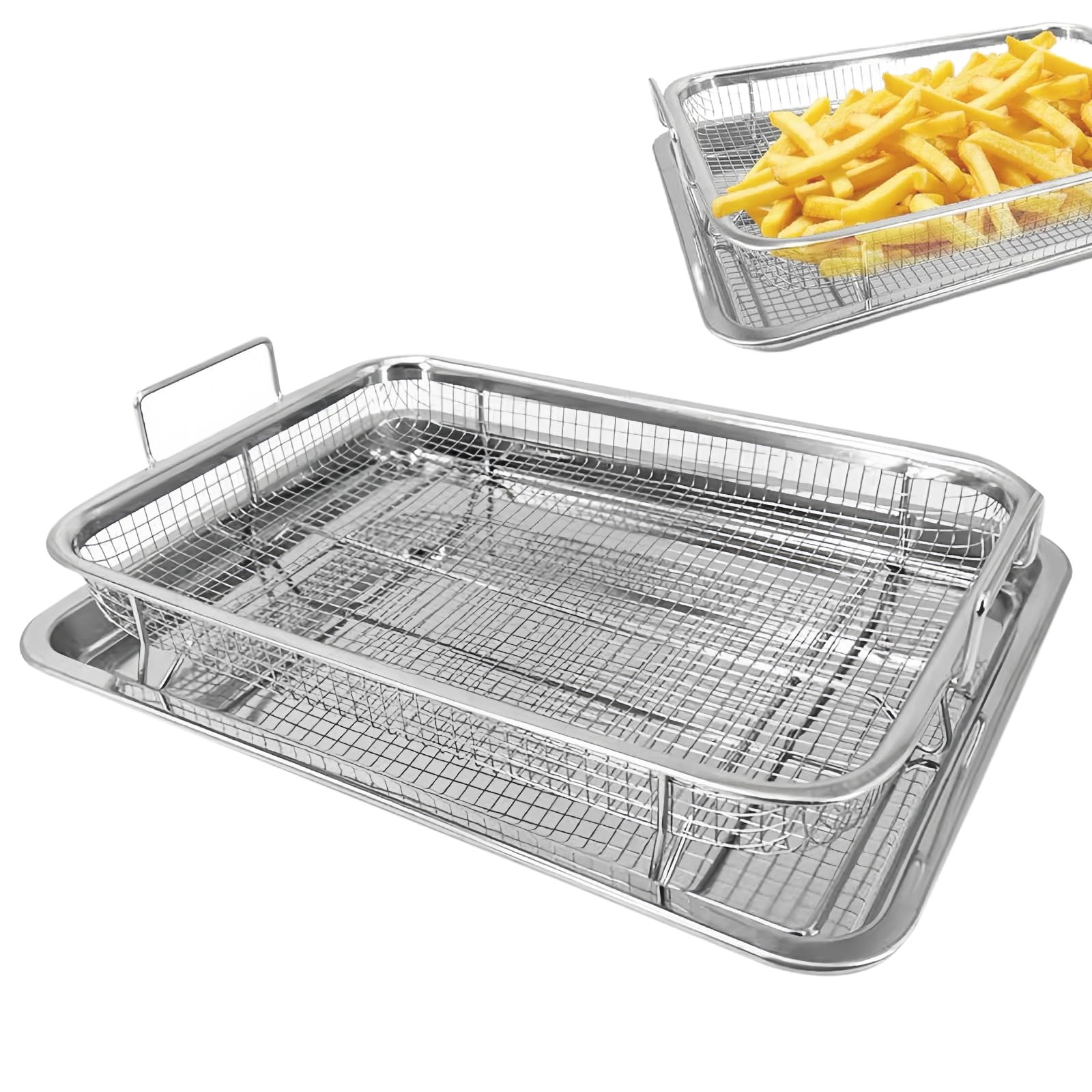 Plaque de cuisson avec grille de refroidissement, panier de barbecue en acier inoxydable avec poignée