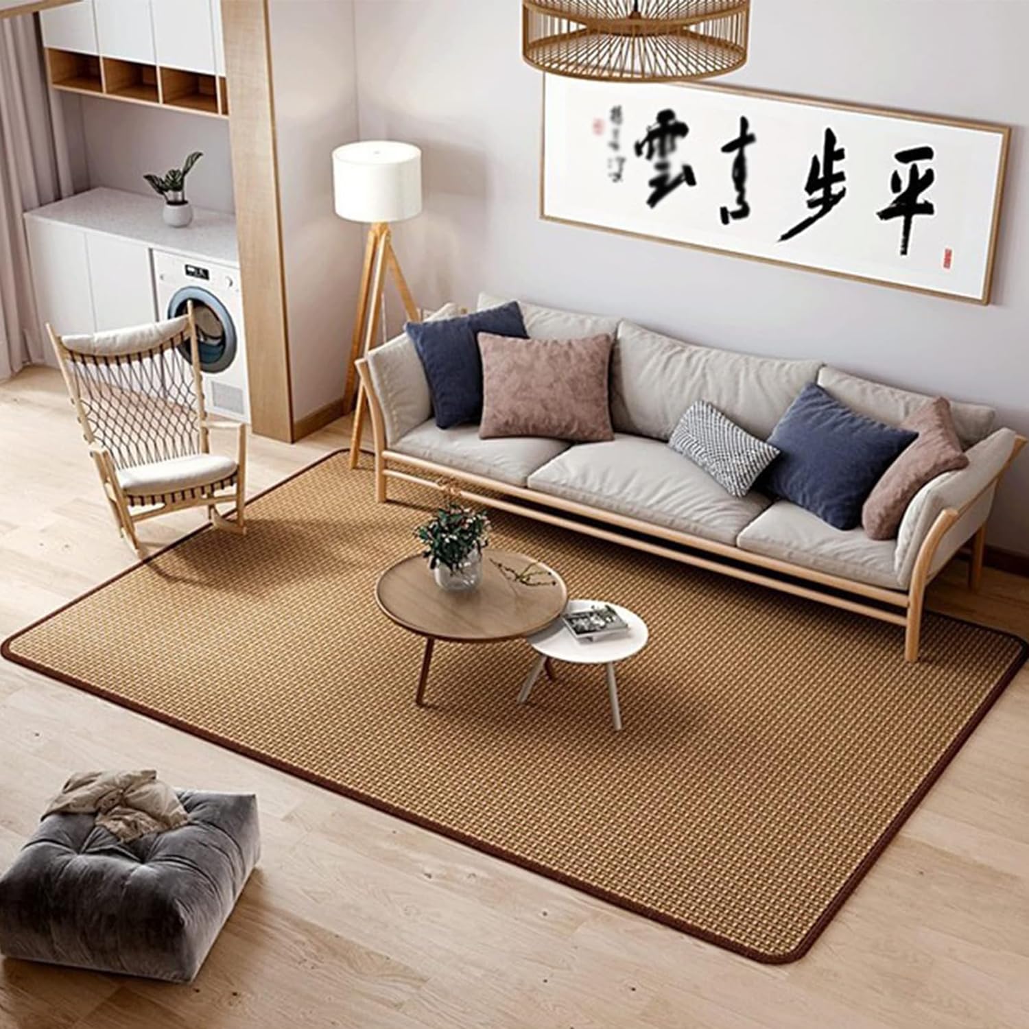 Alfombra de bambú antideslizante plegable para verano, para sala de estar y dormitorio, estilo japonés, alfombra de juego natural, respetuosa con el medio ambiente, decoración del hogar