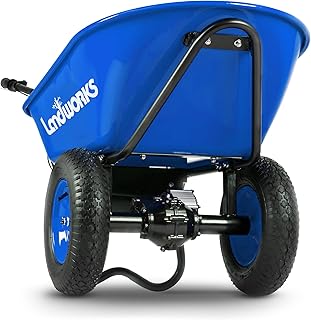 Landworks Wheelbarrow Utility Cart Electric Powered 24V DC 180W AGM Battery 330lbs (150kgs) Max Capacity Barrel Dump Mater...