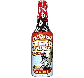Ass Kickin Spicy Steak Sauce with Habanero 10 oz. Premium Gourmet Steak Sauce with Hot Pepper Perfect for Hot Sauce Fans Try if You Dare!