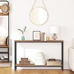 HOOBRO Console Table, 120 cm Narrow Sofa Table with Shelf, Industrial Entryway Table for Living Room, Hallway, Foyer, Corridor, Office, Wood Look Accent Entrance Table, Rustic Brown BF20XG01G1
