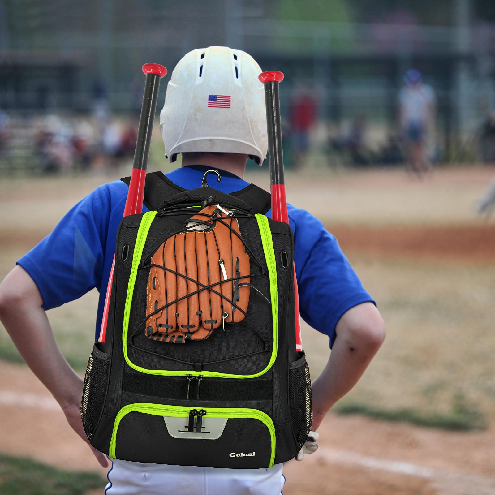 Sac à dos de baseball pour adultes et jeunes avec compartiment à chaussures et crochet de clôture