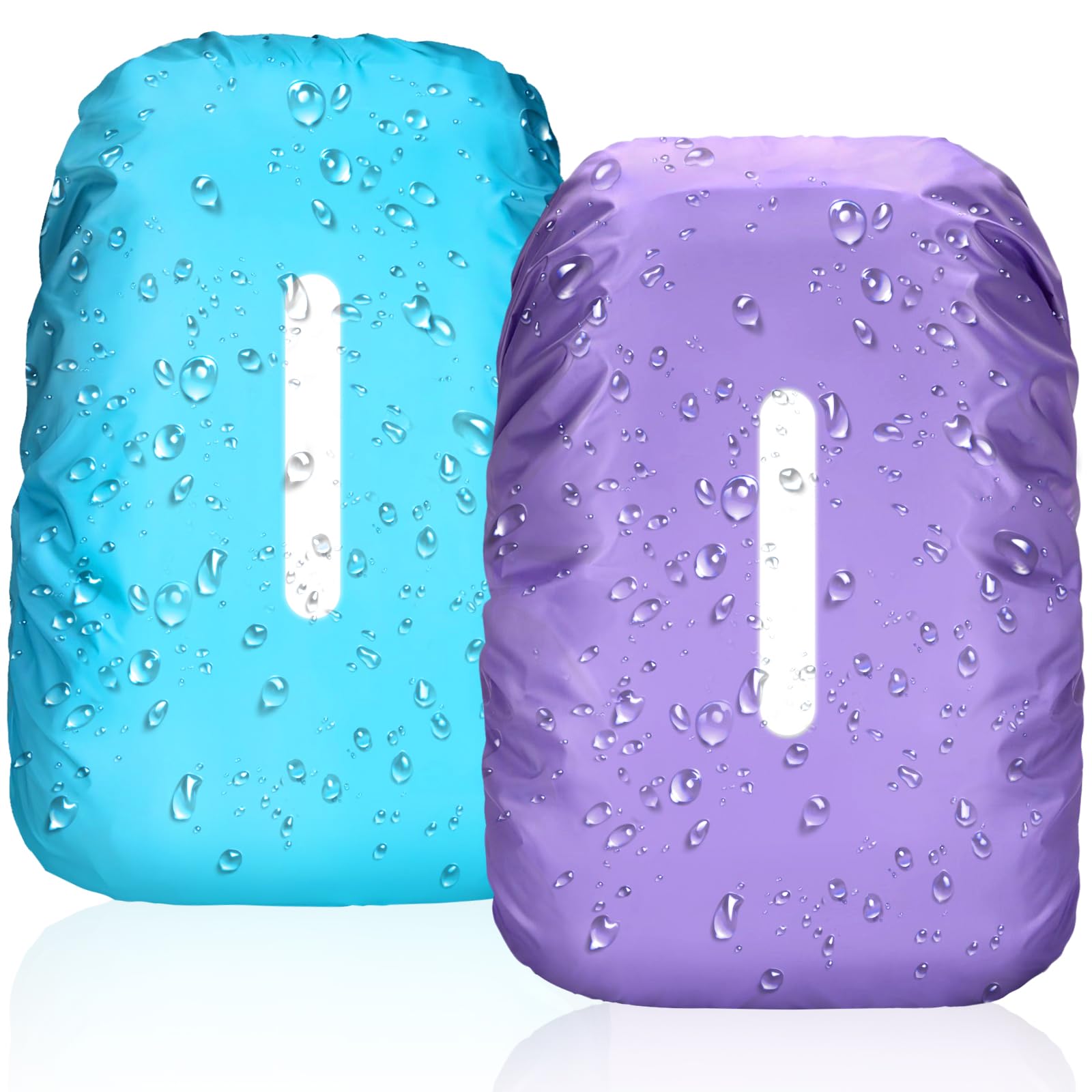 2 Pezzi Coprizaino Impermeabile con Strisce Riflettenti, Parapioggia per Copri Zaino, Antipioggia Coprizaino Trekking Impermeabile, Copertura Zaino Antipioggia per Trekking, Viaggio, 40L-50L