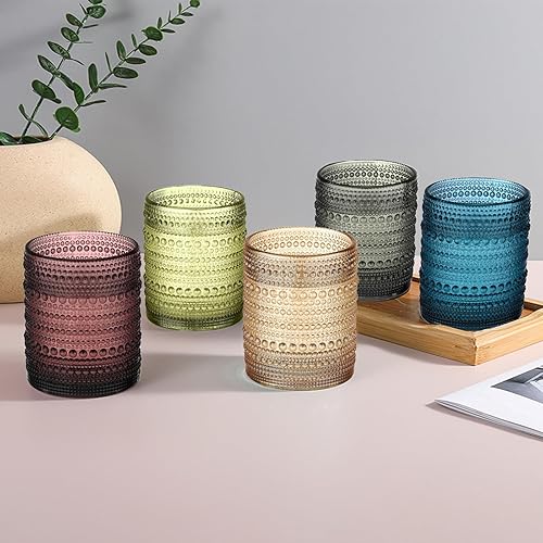 Miniatura 4 de XKXKKE Hobnail - Juego de 6 vasos de cristal vintage de 12 onzas, vasos de agua, vasos de agua, cristalería transparente en relieve para cerveza,