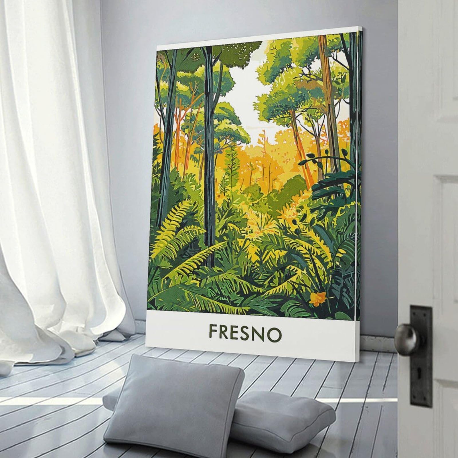 Junmoney Canvas Wall Picture Fresno Forest Landscape, 20x30inch(50x75cm), for Study, Office Or Focused Interiors, Wall Art That Adds Style to Work Areas