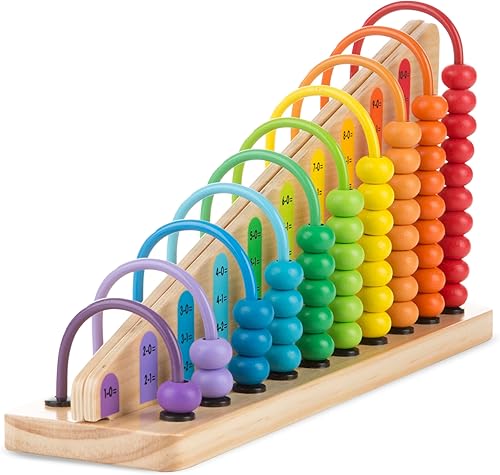 Miniatura 4 de Melissa & Doug – Ábaco de suma y resta – juguetes educativos con 55 perlas de colores y construcción de madera resistente
