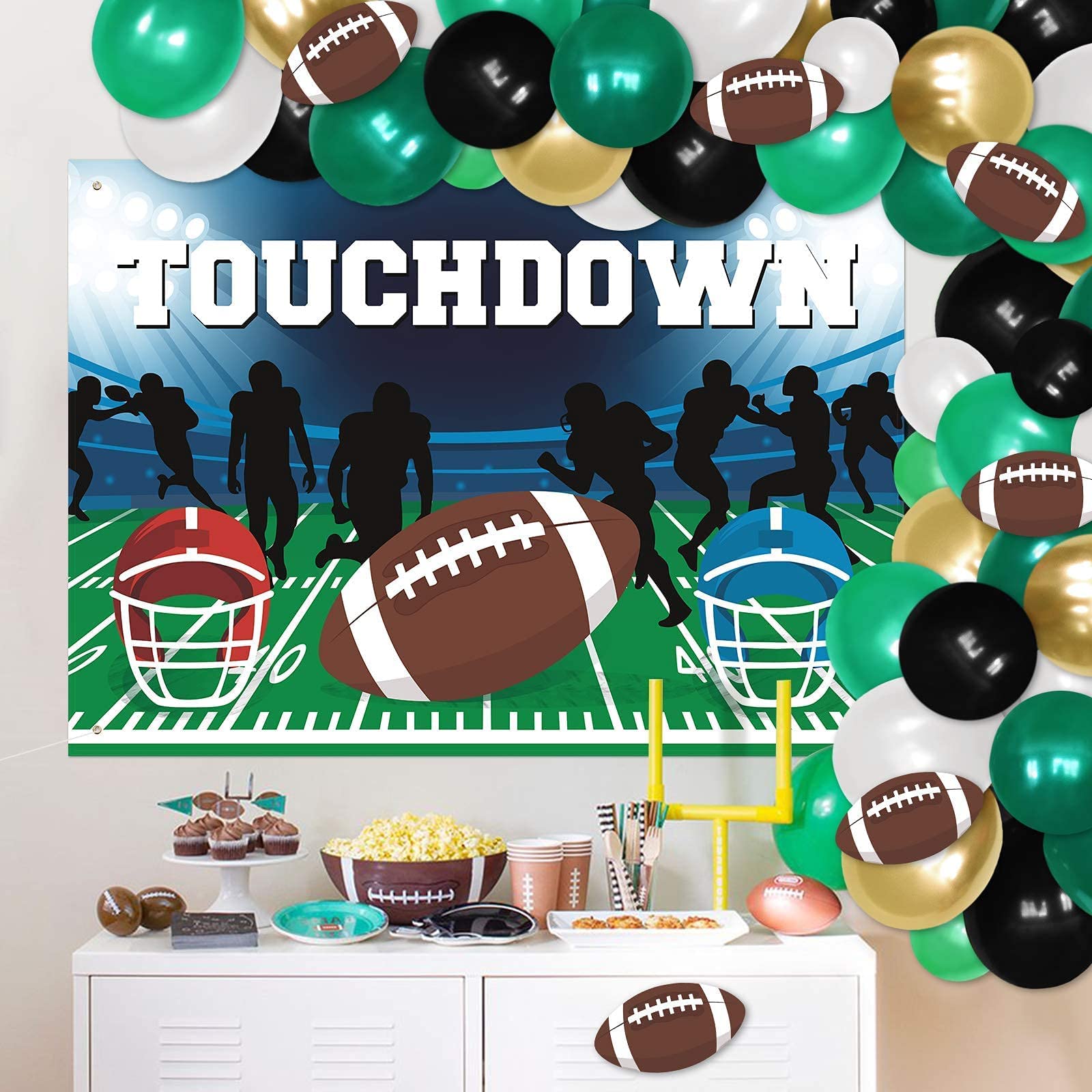 80PCS Football Party Decorations Kit Touchdown Backdrop Banner ...