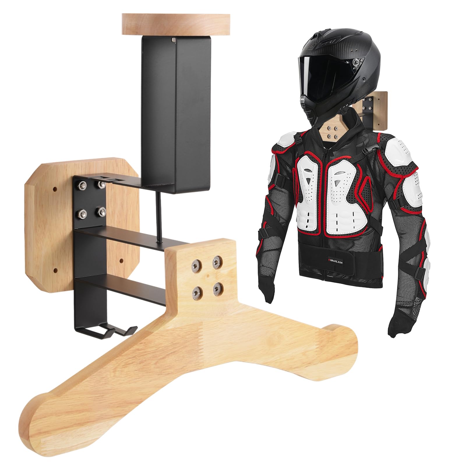 Support Casque Moto, Porte Casque Moto Mural pour Accrocher Le Casque et la Veste de Moto au Mur, Support Mural pour Gilet Tactique (Un baroudeur)