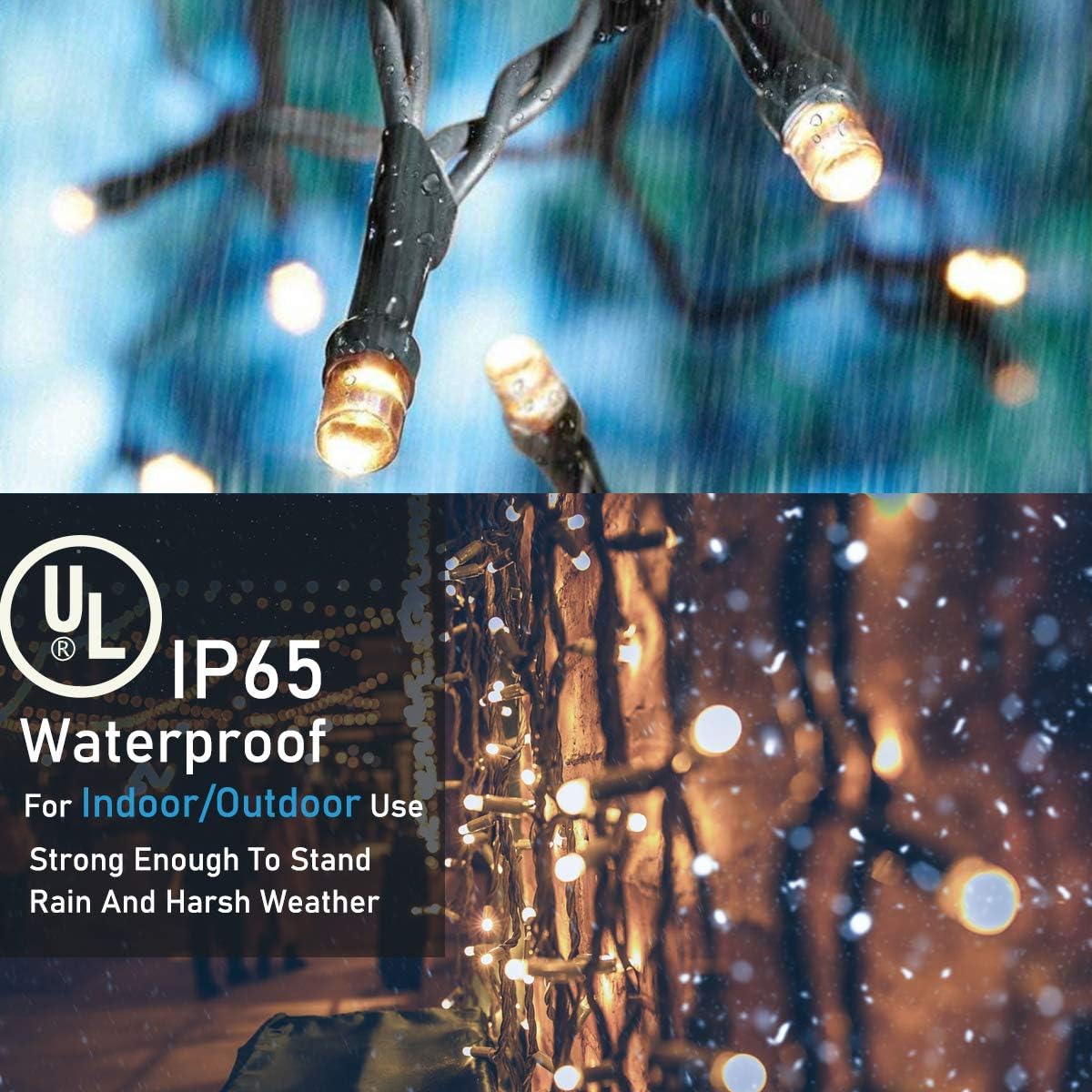 FRK Outdoor String Lights 105FT400LED String Lights Waterproof Plug in Christmas String Lights Multicolor for Party Decoration/ Patio/Bedroom with 8 Modes Memory Function 100% UL Listed