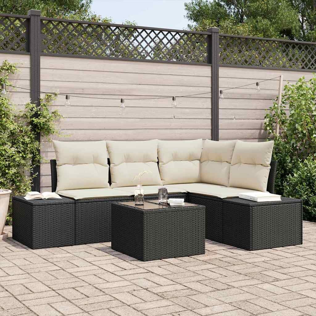 Polirattan modułowy zestaw sof ogrodowych Black 209 x 154 x 85 cm