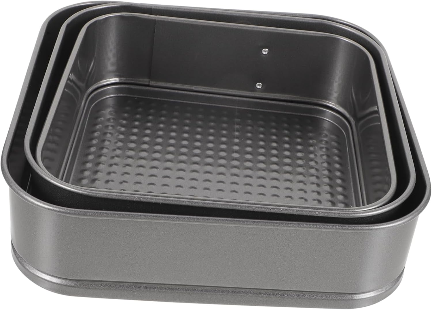 Ciieeo 3pc Non-stick Square Cake Molds Live Buckle Honeycomb Bottom Baking Pan Carbon Steel for Easy Clean-up