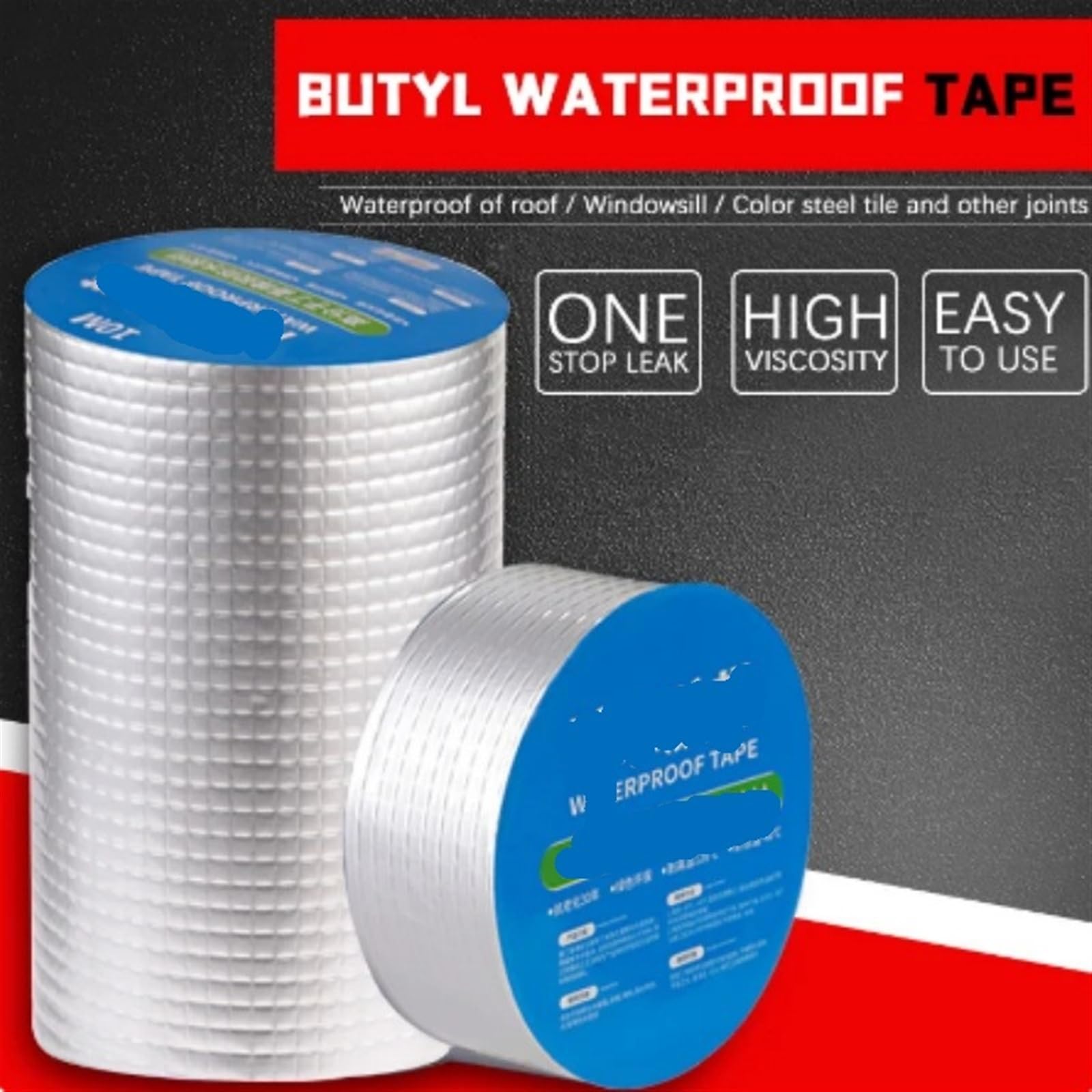 Cinta Butilo Impermeable Cinta superimpermeable for detener fugas, reparación de sellado, manguera jardín, tubo unión agua, adhesivo rescate for piscina, cinta aislante for fijar conductos | 10M