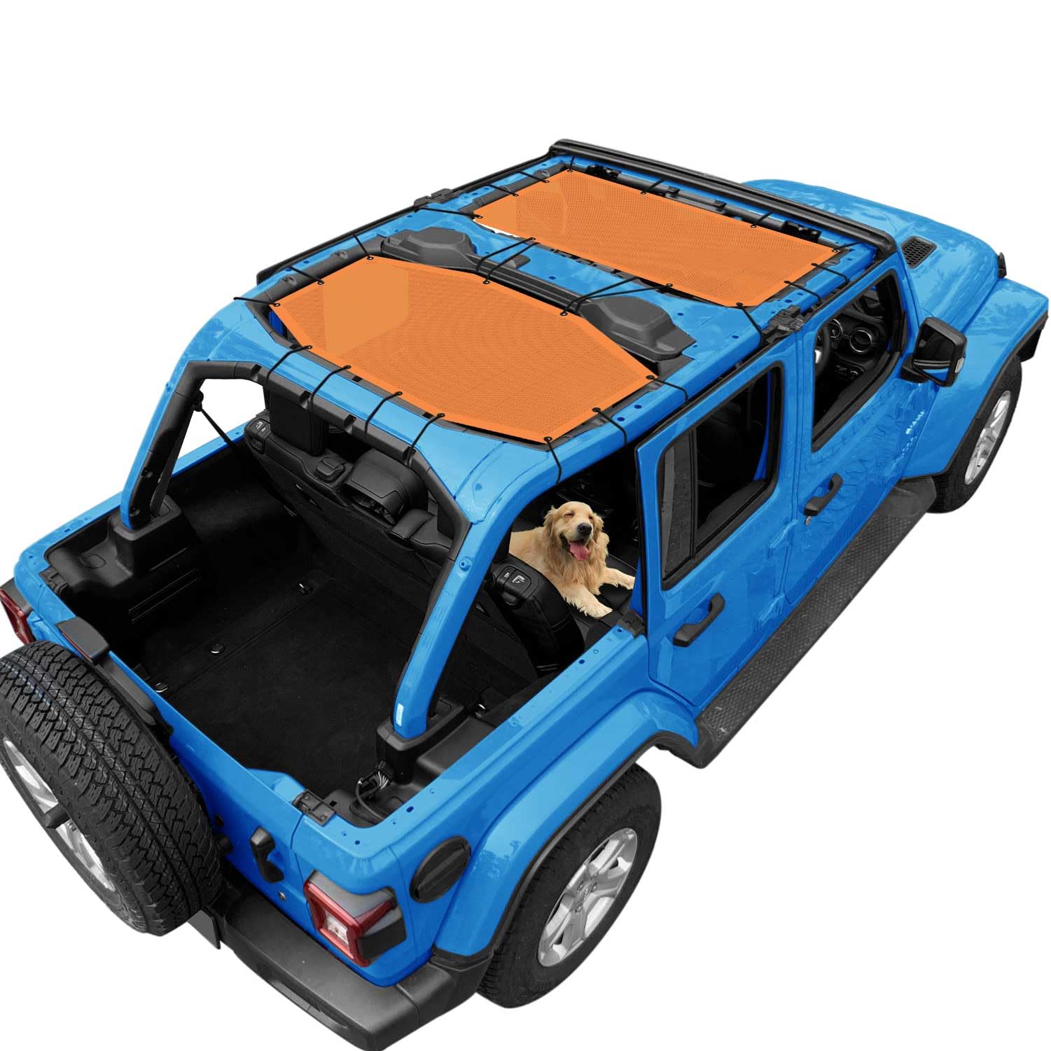 JL Sun Shade Top Compatible with Jeep Wrangler Sunshade, Orange, Front+Rear
