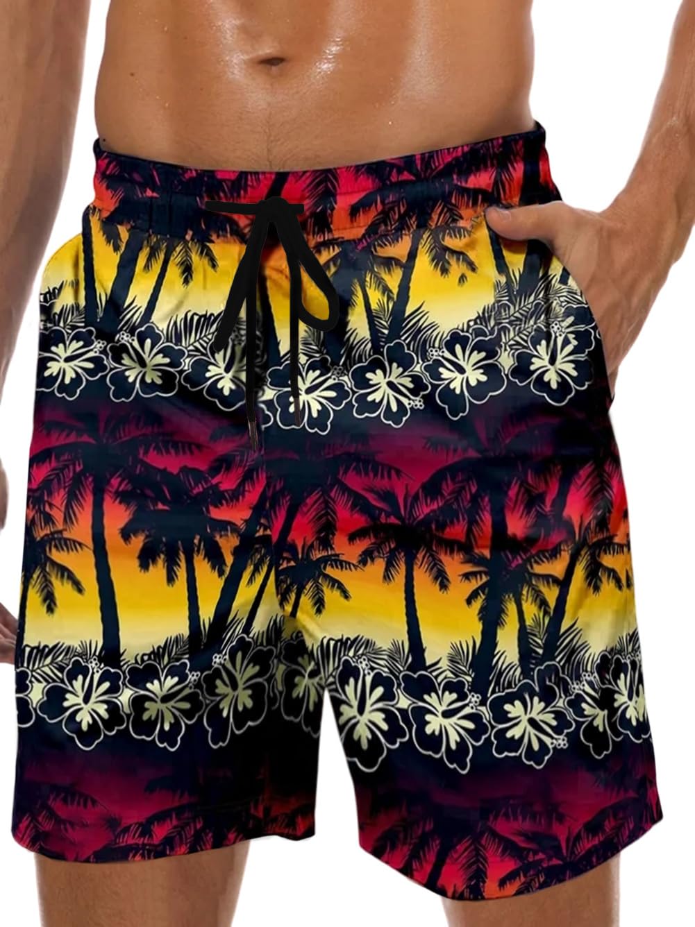 werfami Badehose Herren Lang Badeshorts Männer mit Innenhose Schwimmhosen Knielang Strandshorts Jungen Bademode für Herren Surfen Schnelltrocknend S-3XL