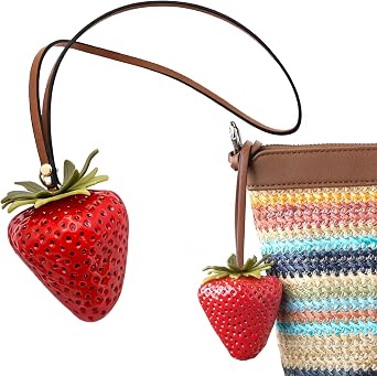 Strawberry Bag Charm Key Chain, Keychains Purse Charms for Handbags, Cute Backpack Car Key Accessories Lanyard