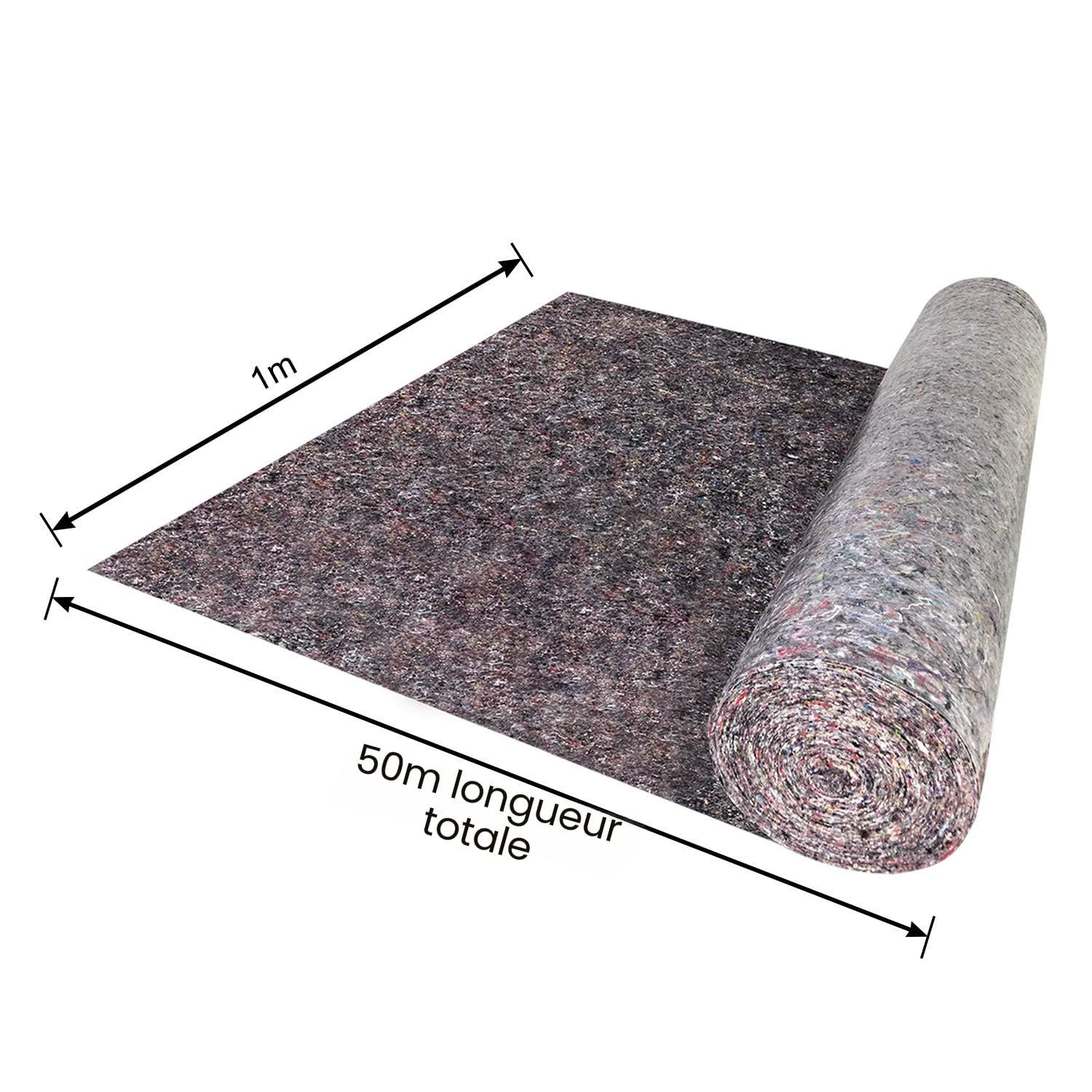 YRHome Rouleau de non-tissé de peintre de 50 m - 50 m - 180 g/m² - Revêtement intérieur pour sol - Avec revêtement antidérapant - Rouleau de carrelage de protection pour travaux de peinture