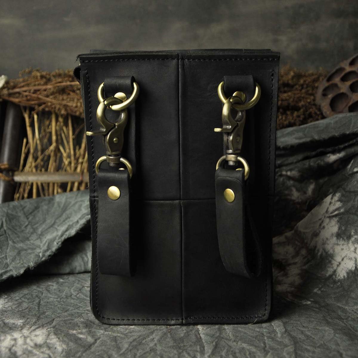 Le'aokuu Mens Genuine Leather Messenger Shoulder Satchel Waist Bag Pack - Image 3