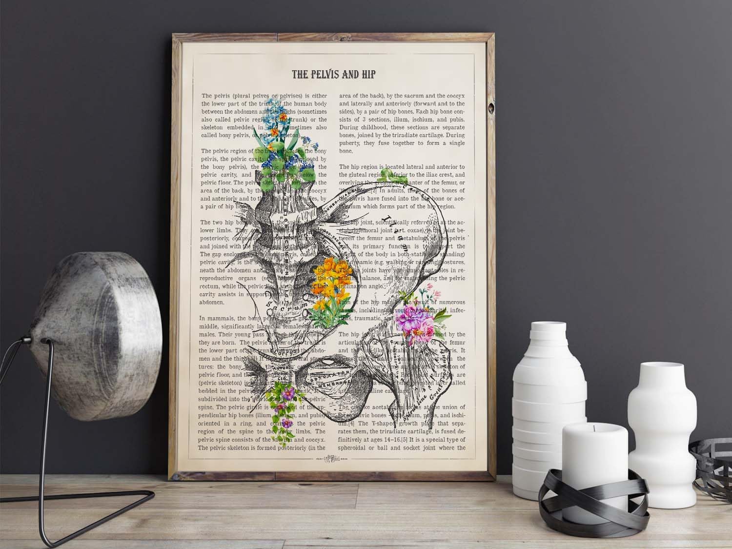 AgedPixel Pelvis and Hip Anatomy Flower Print, Physical Therapy Gift, Chiropractor Poster, Gift for Doctor, Medical Decor for Clinic (9x12, Unframed)