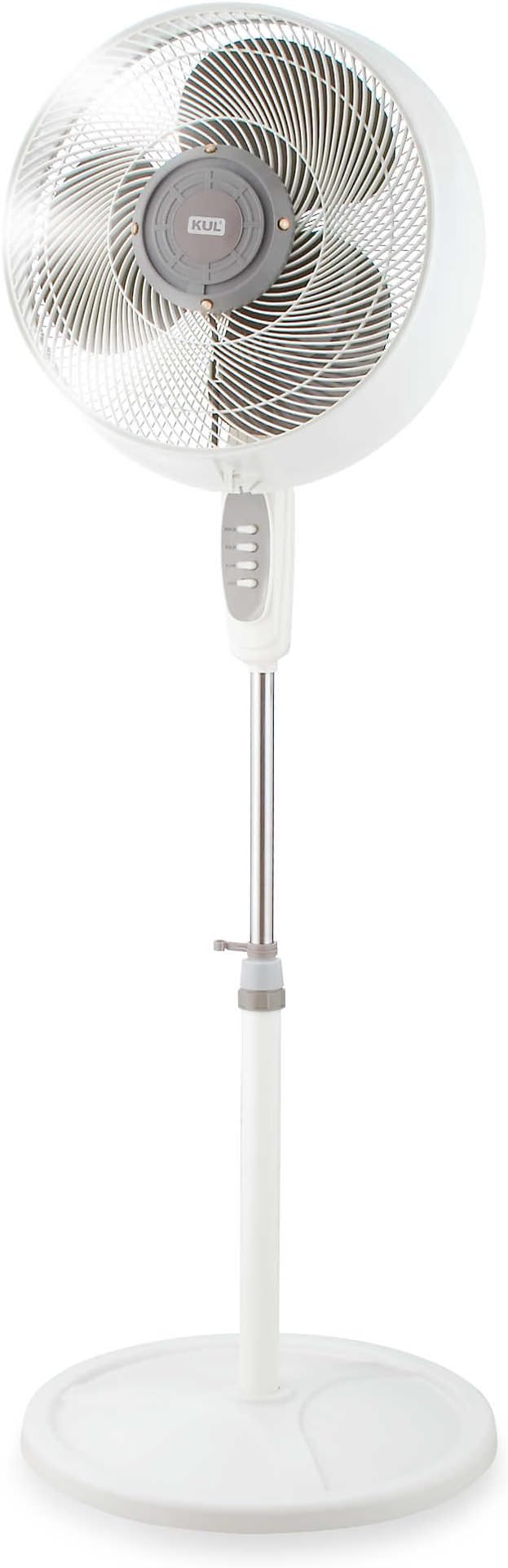 Light Grey Easy to Assemble Innovative Plastic 16-Inch Outdoor Four Nozzle Misting Stand Fan (Imported)