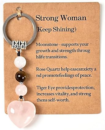 Heart Crystal Keychain, Spiritual Healing Stone Bag Charm